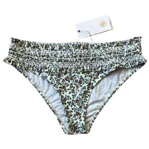 NEW Tory Burch Costa Floral Smocked Hipster Bikini Bottom Starburst Ivy Women XS